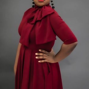 Burgundy classic A line dress!!